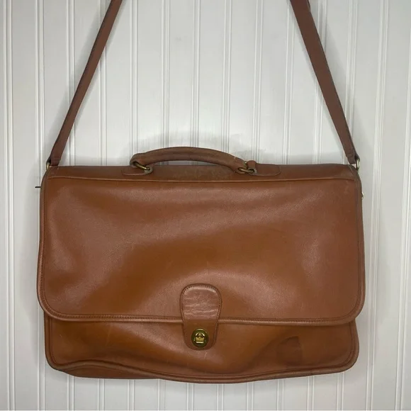 Vintage 90s COACH Tan Leather Briefcase Bag